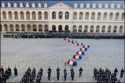 Paris: Hollande during a ceremony at the Hotel des Invalides
