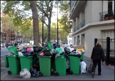 Trash is piling up on Paris streets because of a strike by garbage collectors angry over wage and career stagnation. Paris, FRANCE-08/10/2015