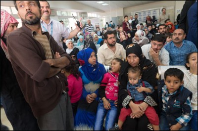 Refugees French Prime Minister, Manuel Valls meets refugees in an UN refugee agency. Amman, JORDAN-12/10/2015