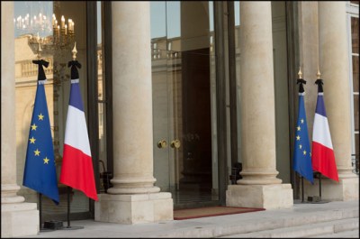 Flags at half-mast at Elysee Palace. Paris,FRANCE-15/11/2015