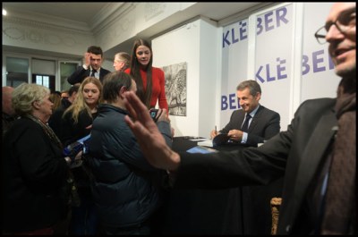 Former French President and President of Les Républicains (LR) Nicolas Sarkozy signing his book La France pour la vie. Strasbourg, FRANCE-26/01/2016