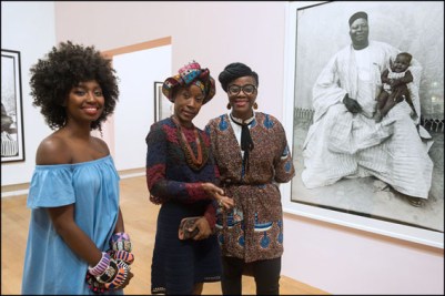 Guests. French President, Francois Hollande and French Minister of Culture and Communication, Audrey Azoulay during the opening exhibition of the photographer Seydou Keita at the Grand Palais. Paris, FRANCE-30/03/2016