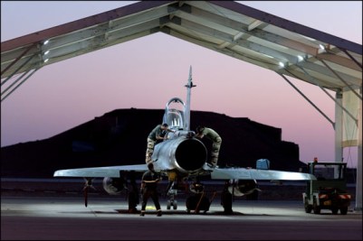 Mirage 2000 D. French President, Francois Hollande visits a military base in Jordan from which French planes operate again Daesh. Amann, JORDANIA-19/04/2016