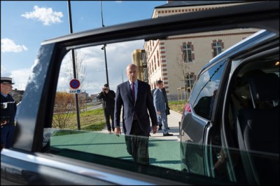 Alain Juppe. French former French Prime Minister, right-wing Les Republicains (LR) parliament member and candidate for the right-wing primaries ahead of 2017 France's presidential election, Alain Juppe visiting the school of officers from the National Gendarmerie. Melun-FRANCE-13/04/2016