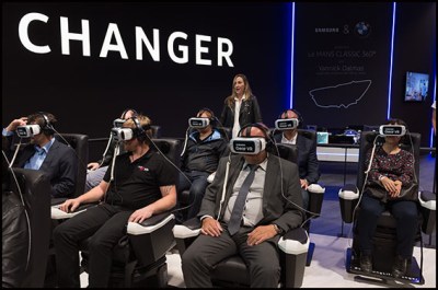 Glasses for virtual reality. International Paris Motor Show. Paris, FRANCE-30/09/2016