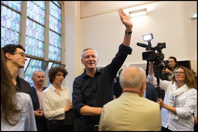 Bruno Le Maire. French right-wing Les Republicains (LR) party MP and candidate for LR party's primary for the 2017 presidential elections, Bruno Le Maire attends a meeting. Paris, FRANCE-05/09/2016