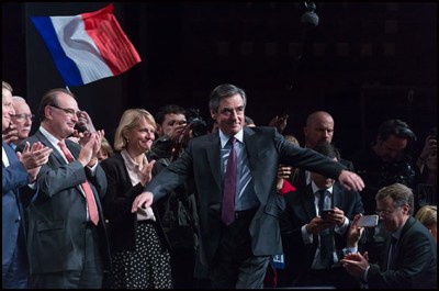 Francois Fillon. Candidate for the right-wing Les Republicains (LR) party primaries ahead of the 2017 presidential election and former French prime minister Francois Fillon during a meeting at the Palais des Congres. Paris, FRANCE-18/11/2016