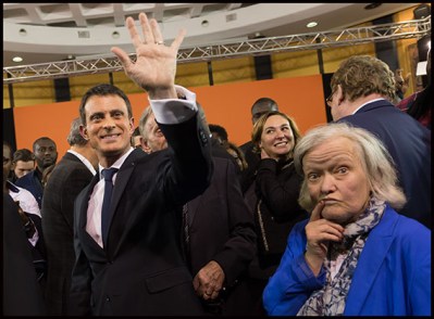 Manuel Valls. French Prime Minister Manuel Valls delivering a speech to announce his bid to become the Socialist presidential candidate in the 2017 presidential elections. Evry, FRANCE-05/12/2016/