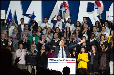 Emmanuel Macron. Former French Economy Minister, founder and president of the political movement "En Marche " and candidate for the 2017 presidential elections Emmanuel Macron speaks during a campaign rally. Paris, FRANCE-10/12/2016