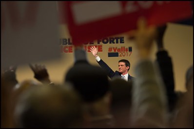 Manuel Valls. Former French prime minister and candidate in the left-wing primary for the 2017 French presidential election, Manuel Valls during a public meeting at the Palais des Sports. Alfortville, FRANCE-26/01/2017